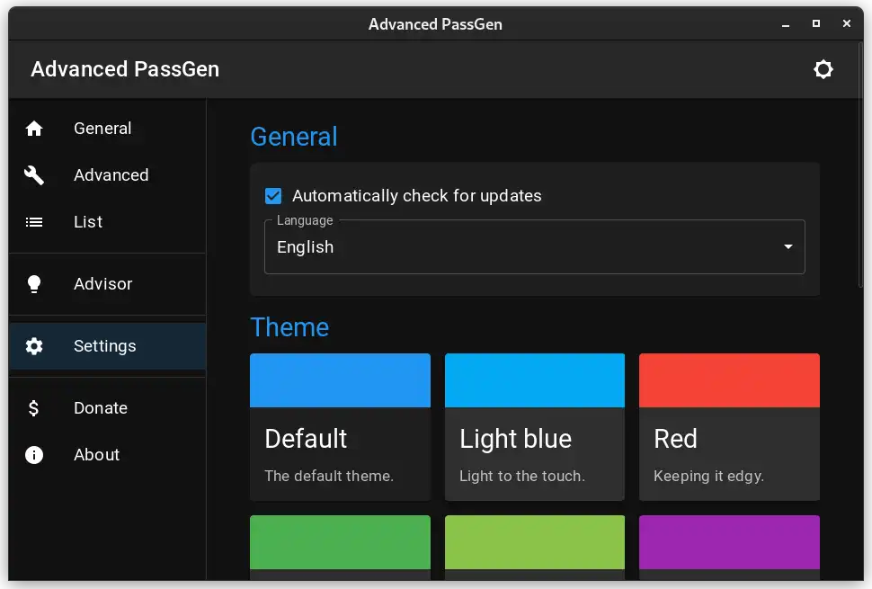Advanced PassGen theme settings