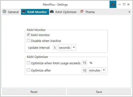 MemPlus settings monitor